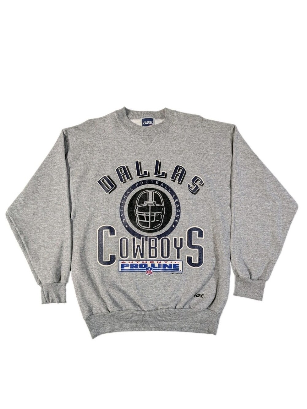 Vintage 1994 Dallas Cowboys NFL Pro Line Sweatshirt Mens Large Bike Grey USA